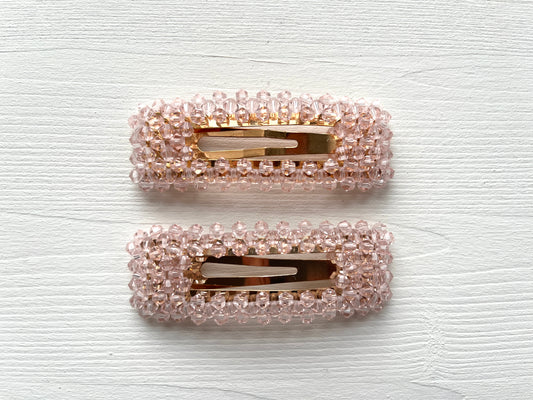 Daphne Pink Crystal Snap Clip Set Of Two