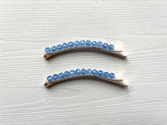 Iris Blue Crystal Pin Set Of Two