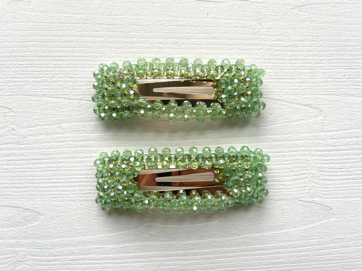 Daphne Green Crystal Snap Clip Set Of Two