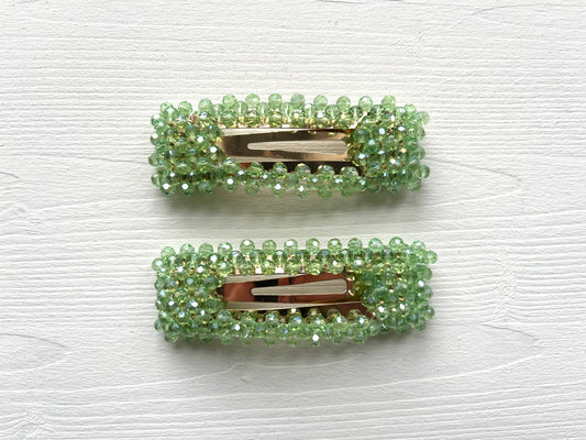 Daphne Green Crystal Snap Clip Set Of Two